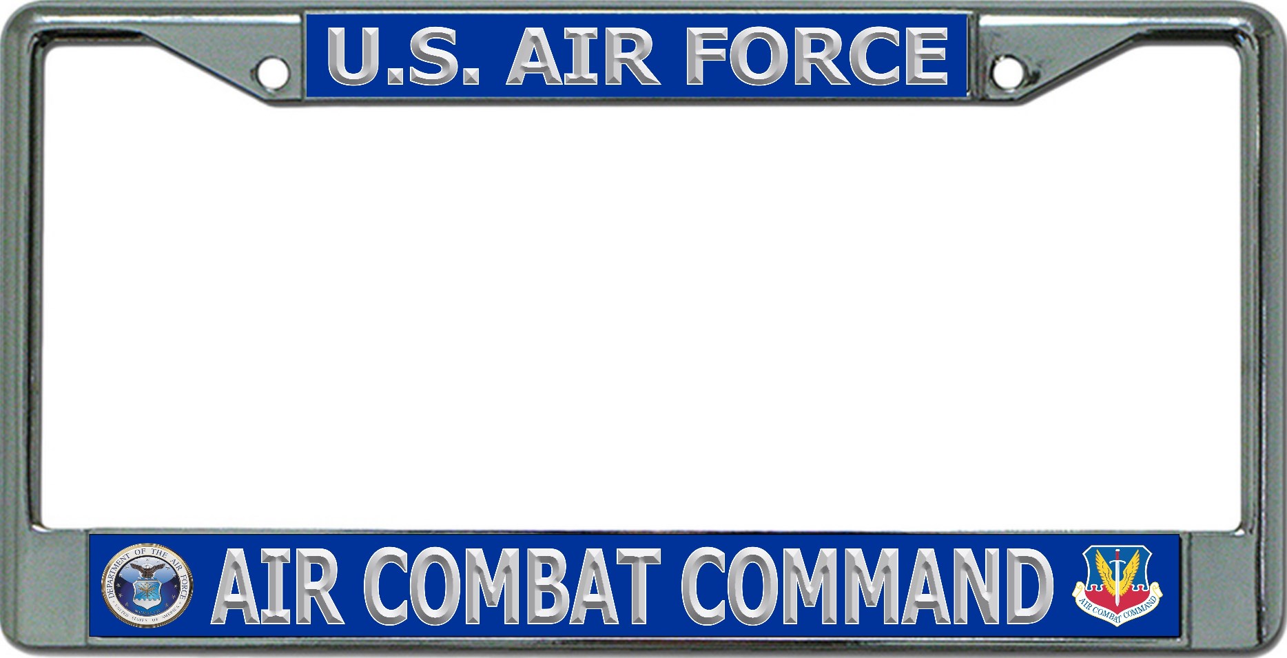 U.S Air Force Air Combat Command Chrome License Plate FRAME