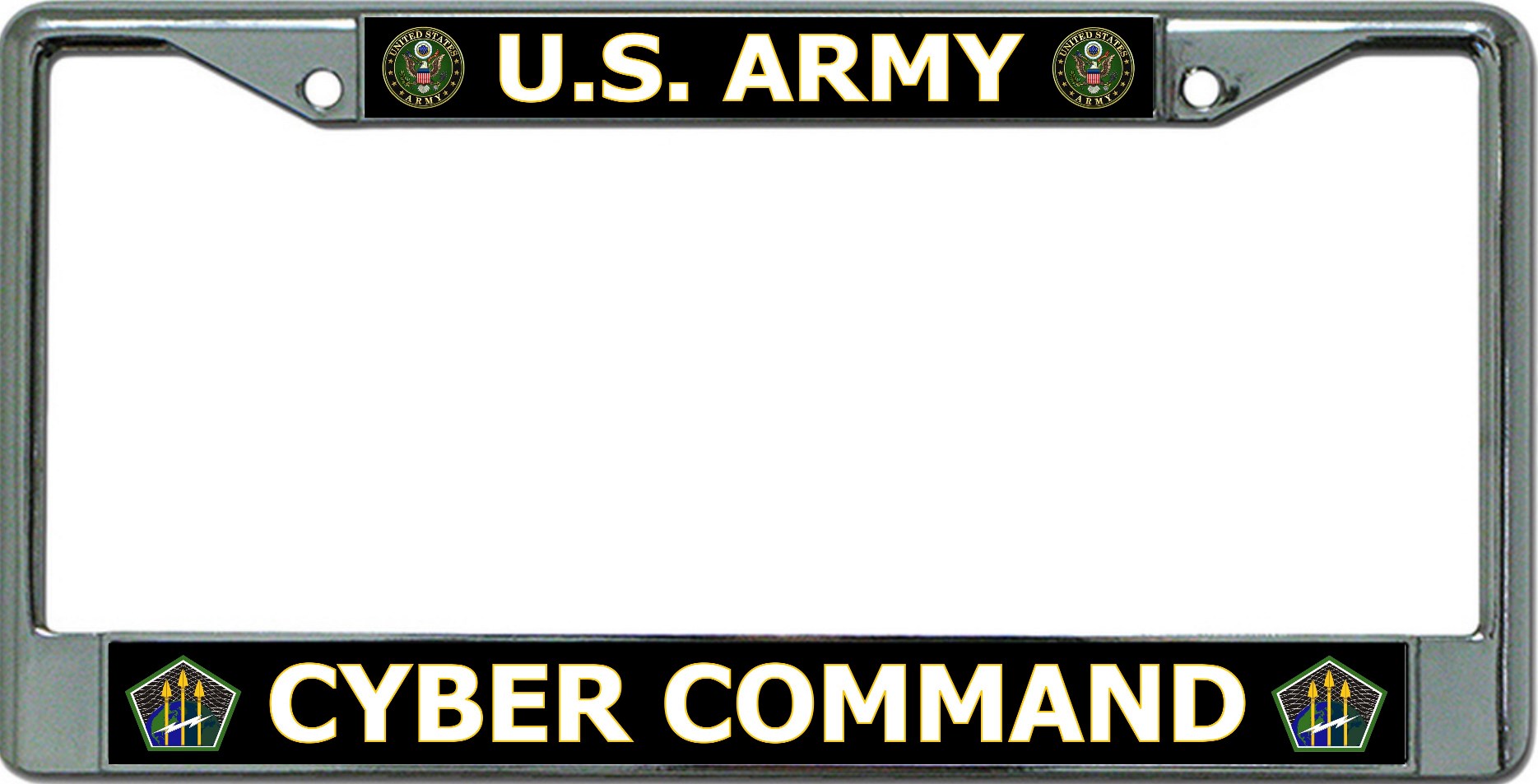 U.S. Army Cyber Command Chrome License Plate FRAME
