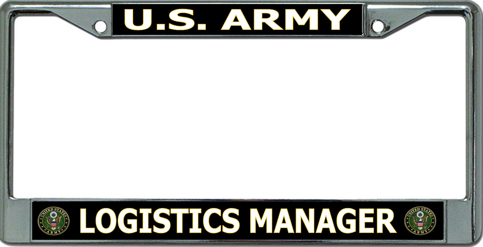 U.S. Army Logistics Manager Chrome License Plate FRAME