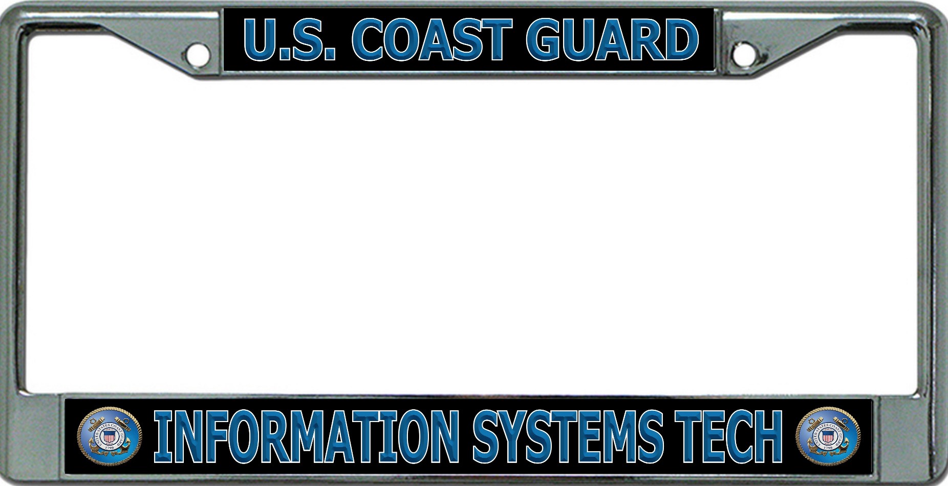 U.S. Coast Guard Information Systems Tech Chrome License Plate FRAME