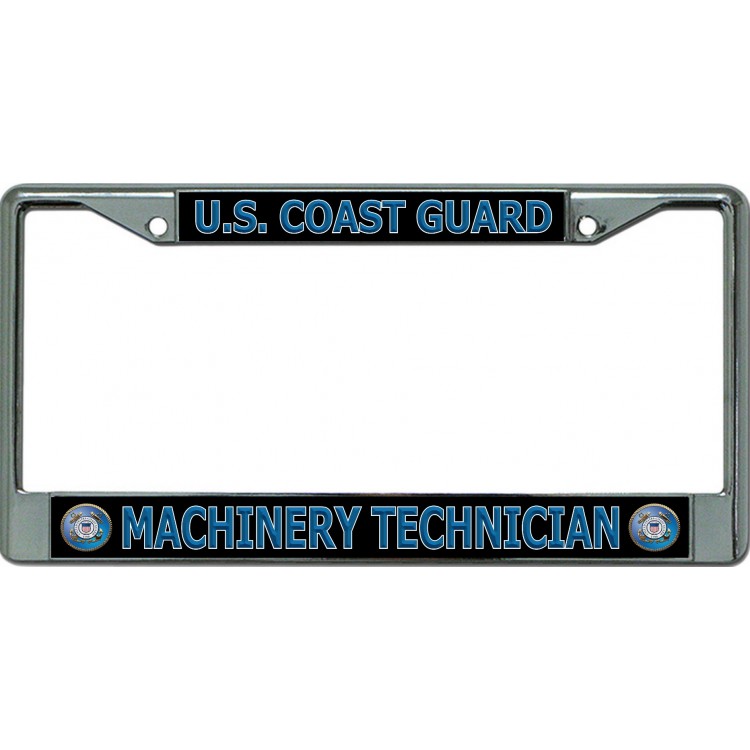 U.S. Coast Guard Machinery Technician Chrome License Plate FRAME