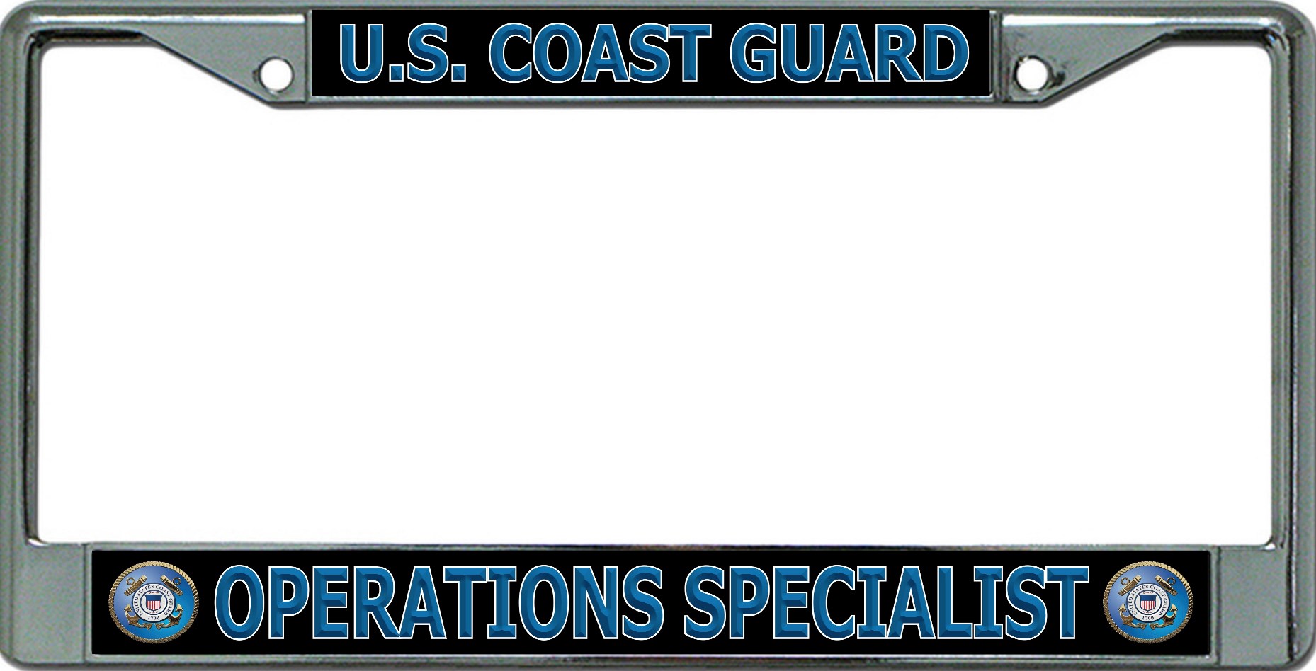 U.S. Coast Guard Operations Specialist Chrome License Plate FRAME