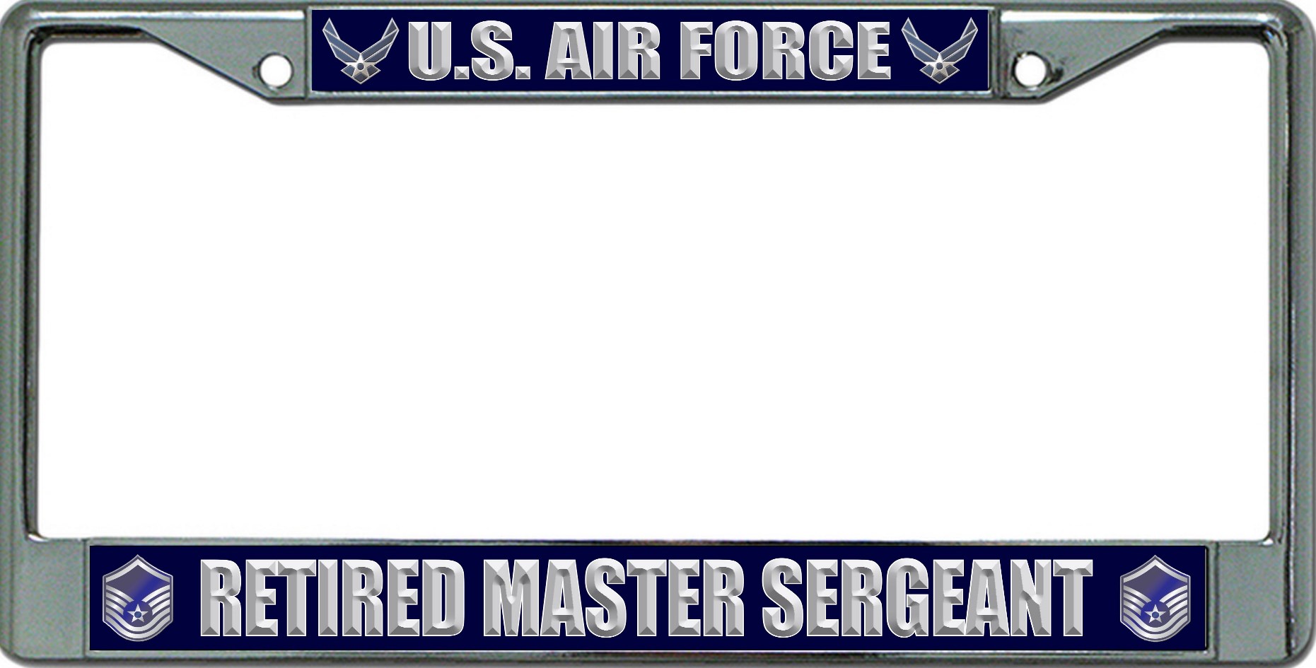 U.S. Air Force Retired Master Sergeant Chrome License Plate FRAME