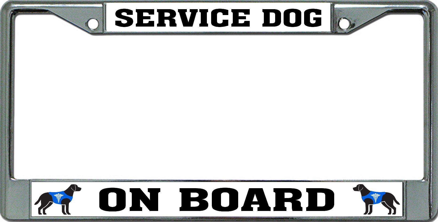 Service Dog On Board Chrome License Plate FRAME