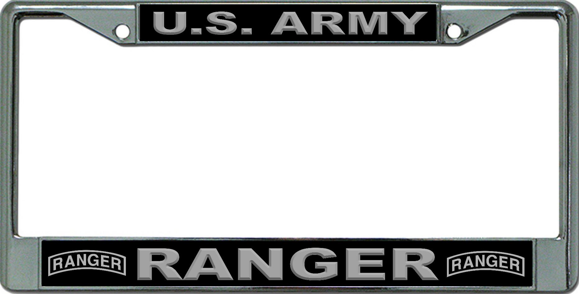 U.S. Army Ranger In Gray Chrome License Plate FRAME