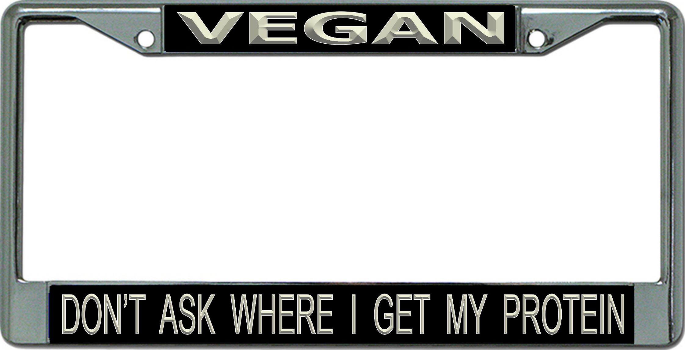 Vegan Don't Ask Chrome License Plate FRAME