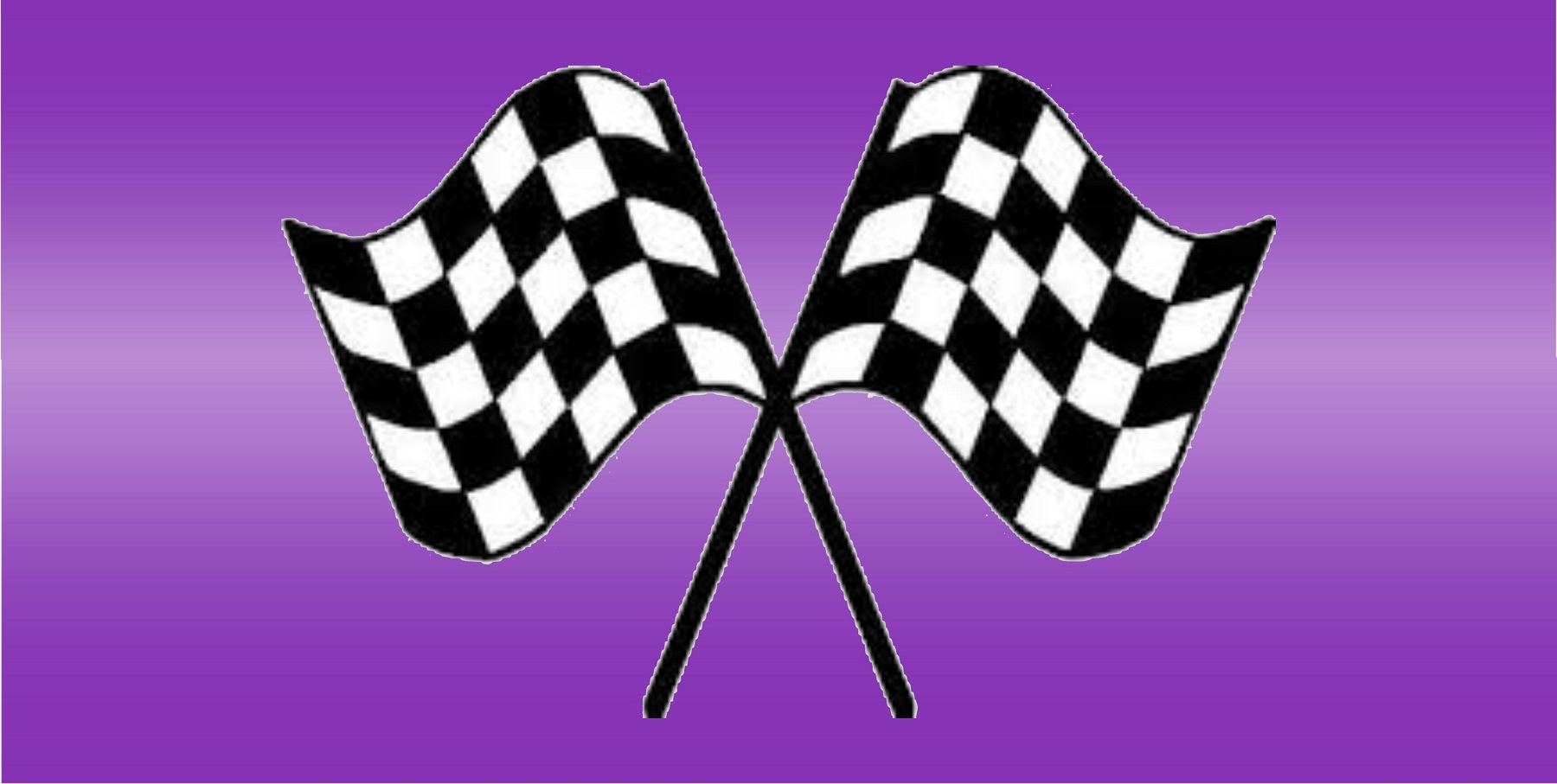 Racing FLAGs On Purple Centered Photo License Plate