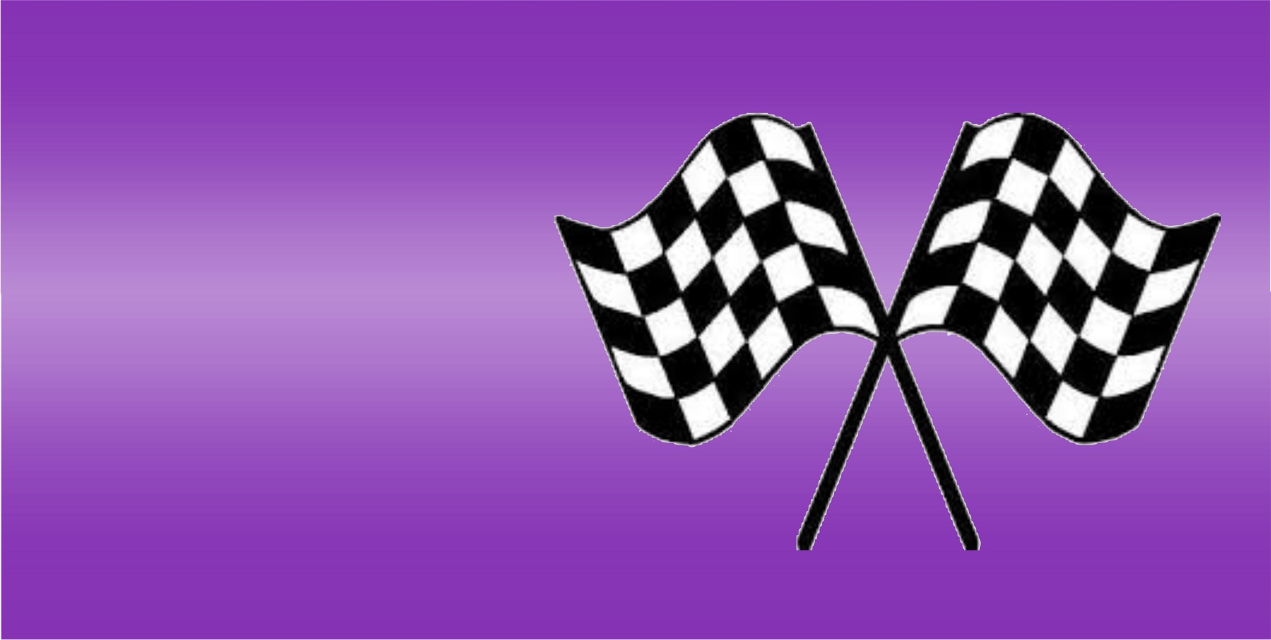 Racing FLAGs On Purple Offset Photo License Plate