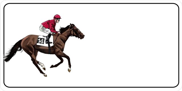 Jockey Offset On White Photo LICENSE PLATE  Free Personalization on this PLATE