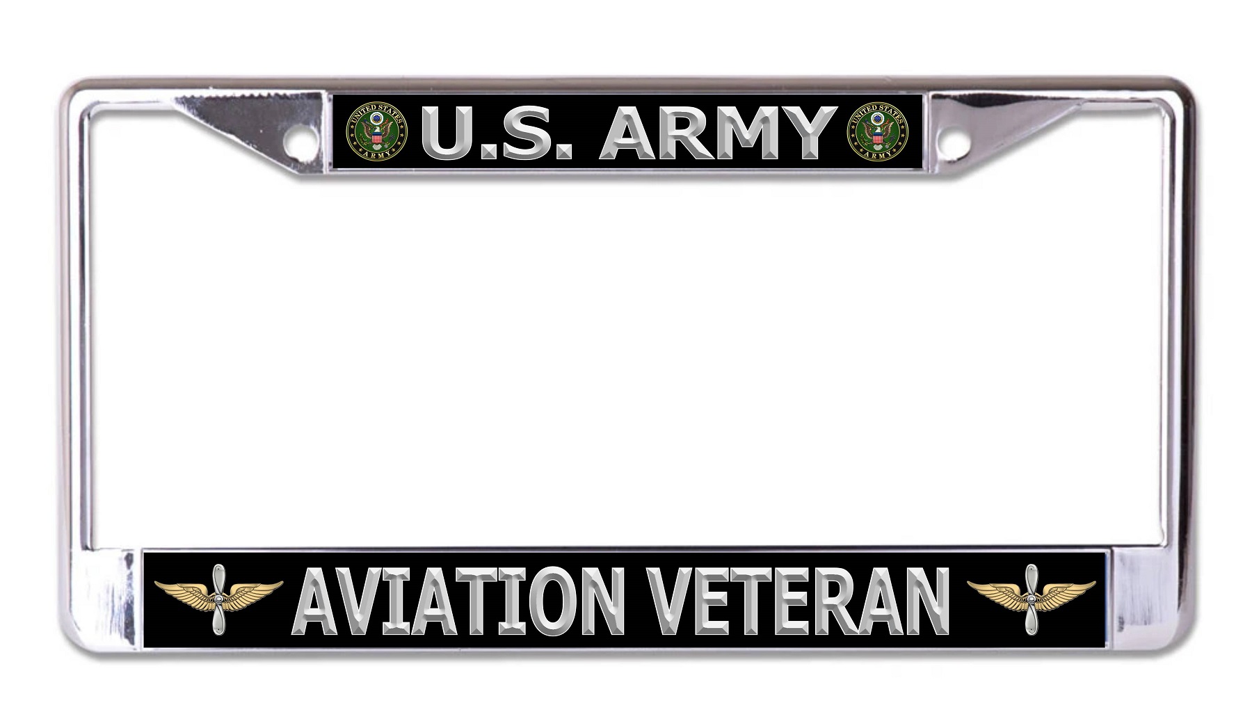 U.S. Army Aviation Veteran Chrome License Plate FRAME