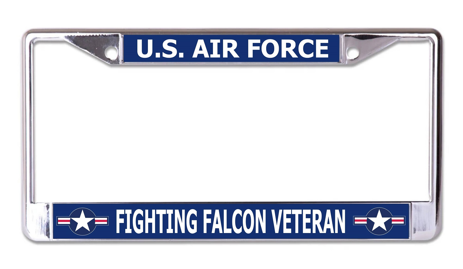 U.S. Air Force Fighting Falcon Veteran Chrome License Plate FRAME
