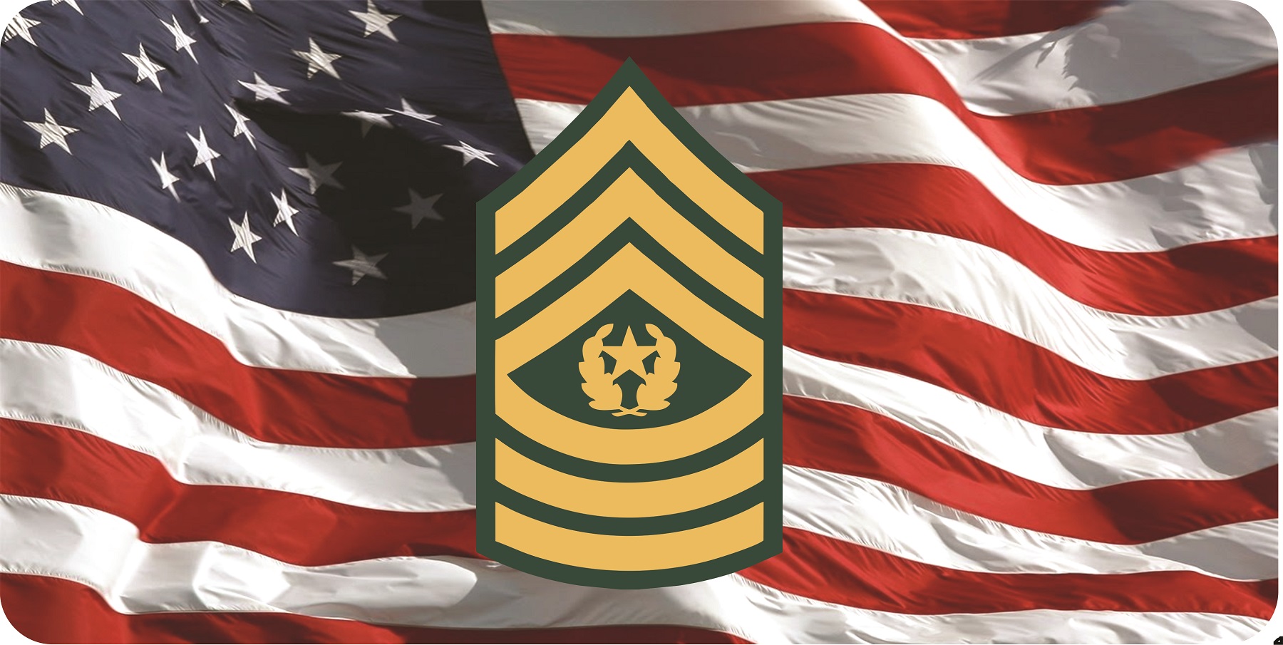 U.S. Army Command Sergeant Major On U.S. FLAG Photo License Plate