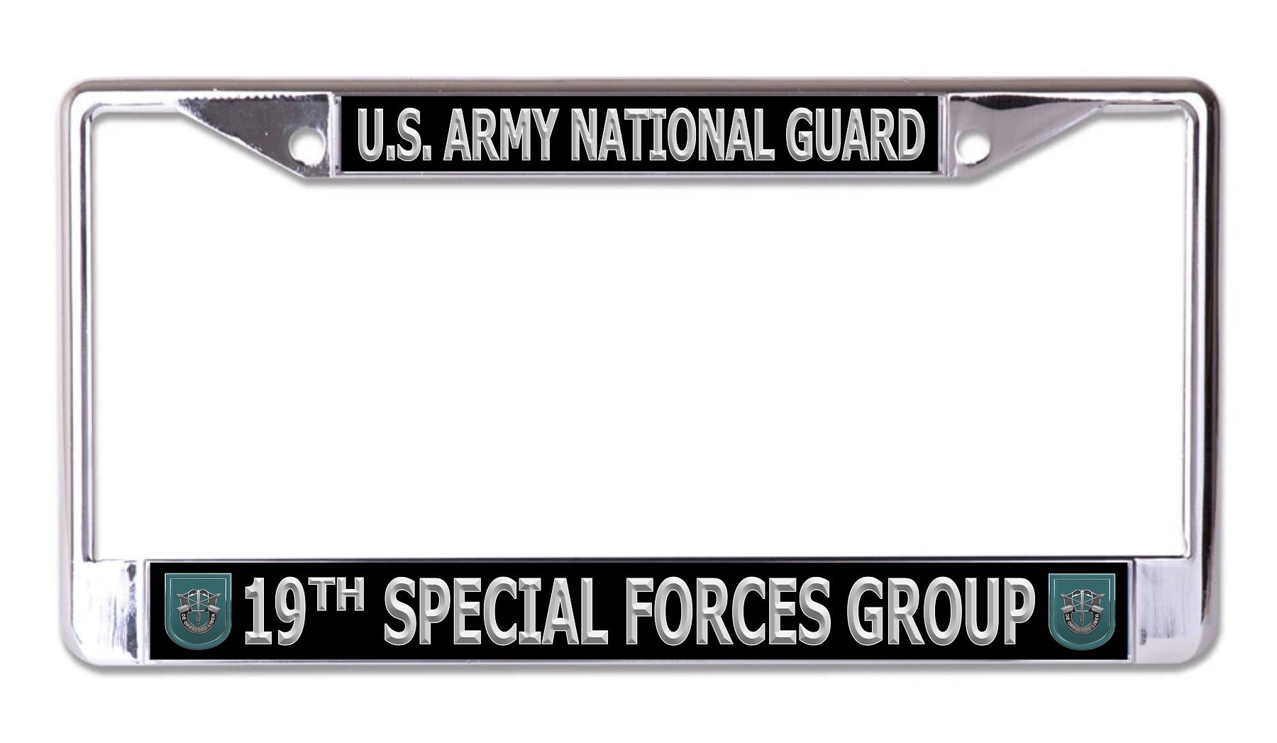 U.S. Army National Guard 19th Special Forces Group Chrome License Plate FRAME