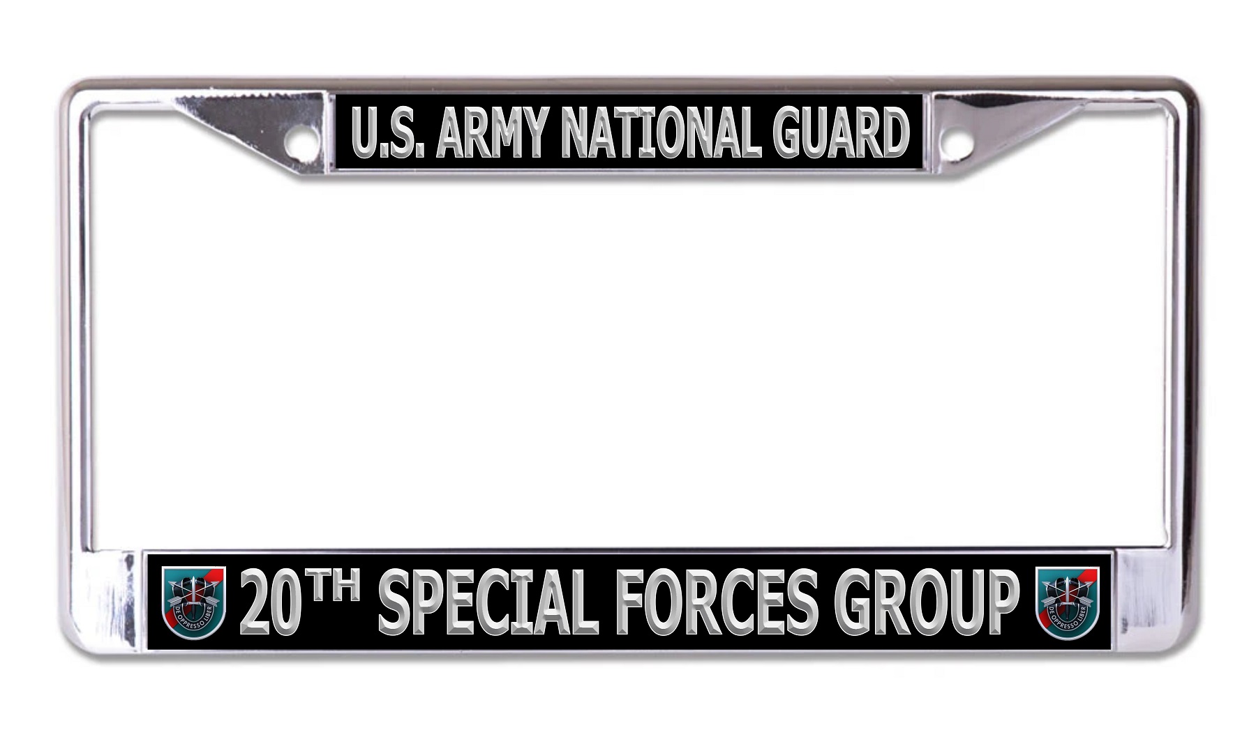 U.S. Army National Guard 20th Special Forces Group Chrome License Plate FRAME
