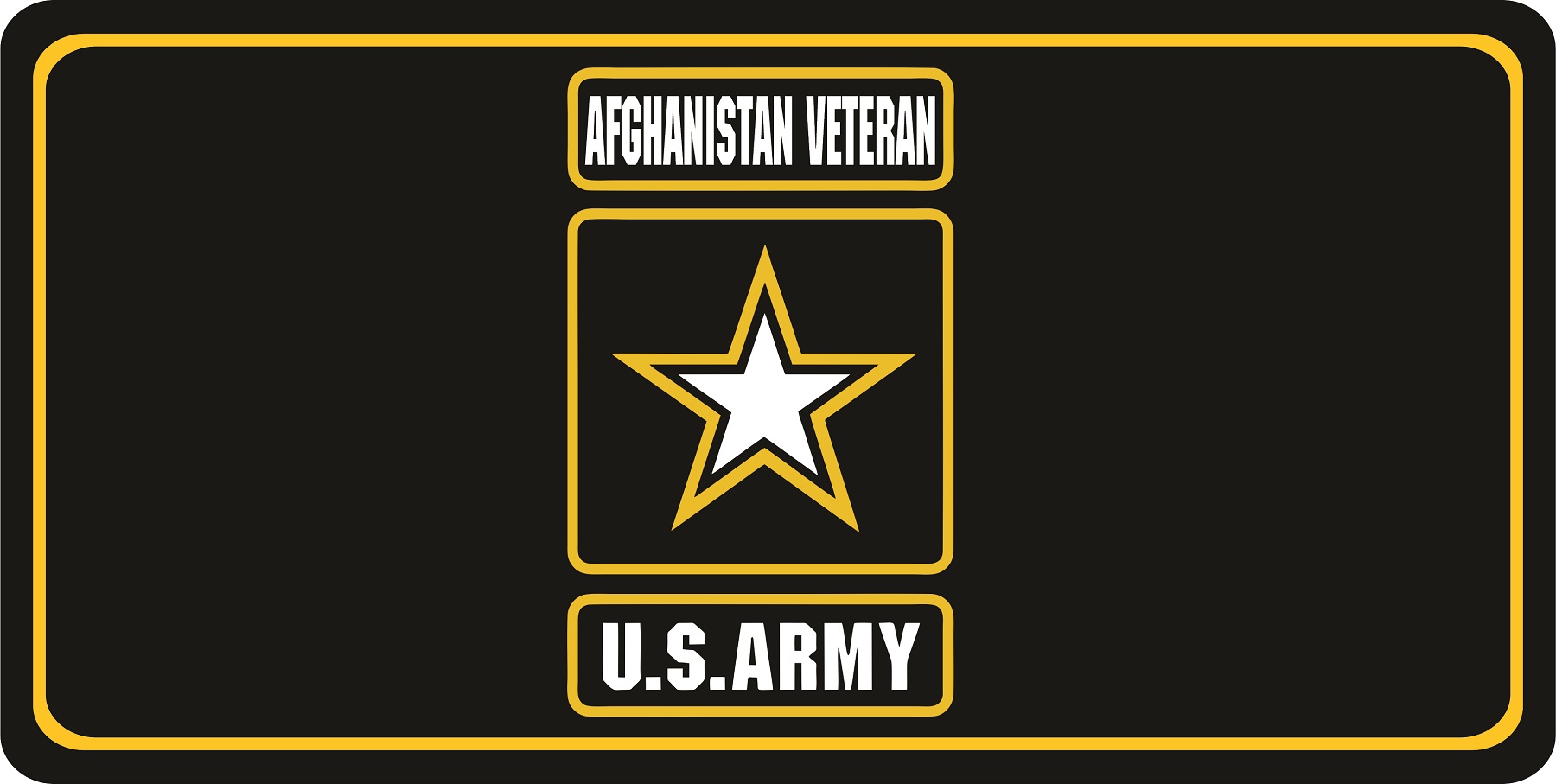 U.S. Army Afghanistan Veteran Black Photo LICENSE PLATE