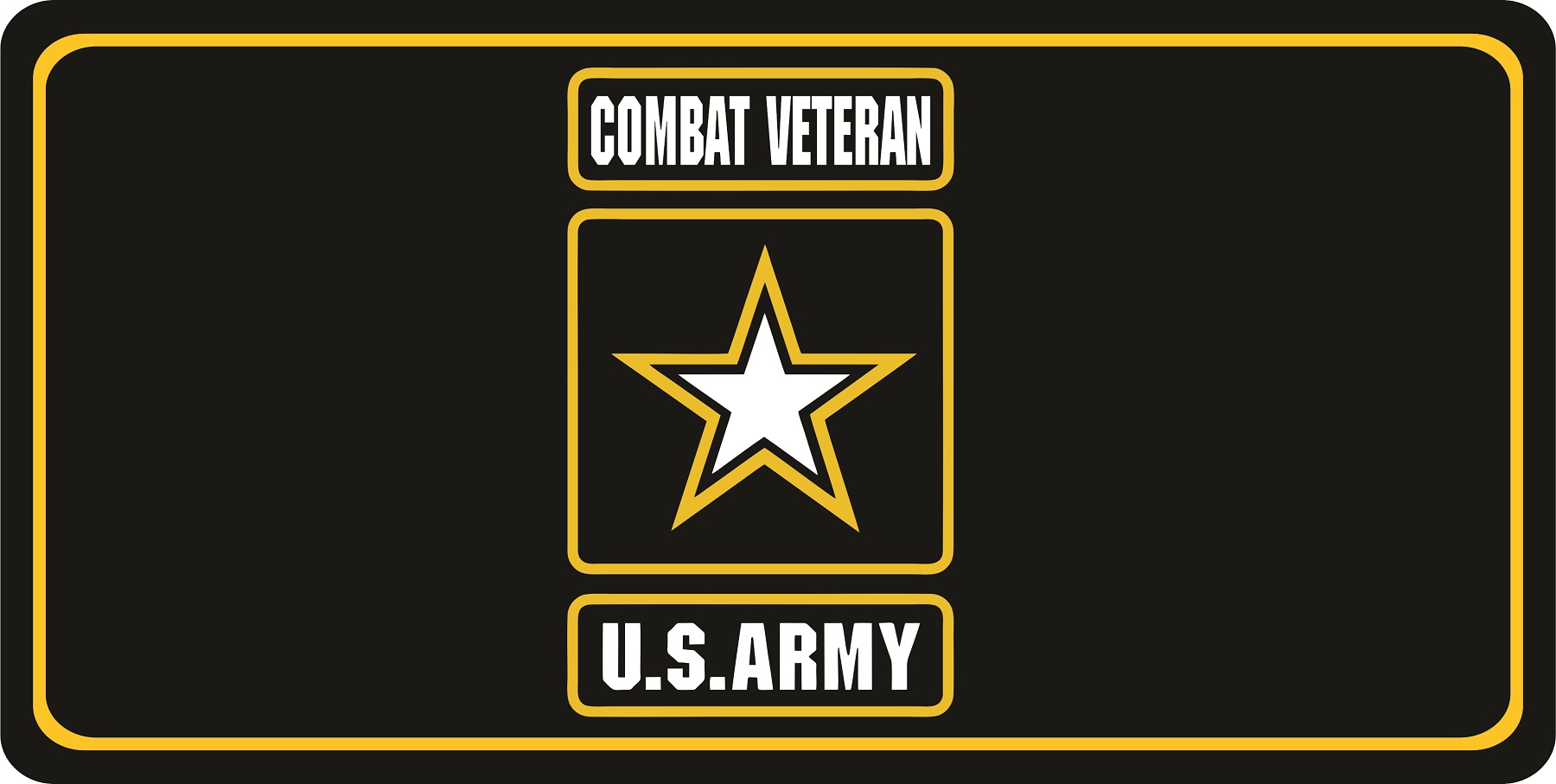 U.S. Army Combat Veteran Black Photo LICENSE PLATE