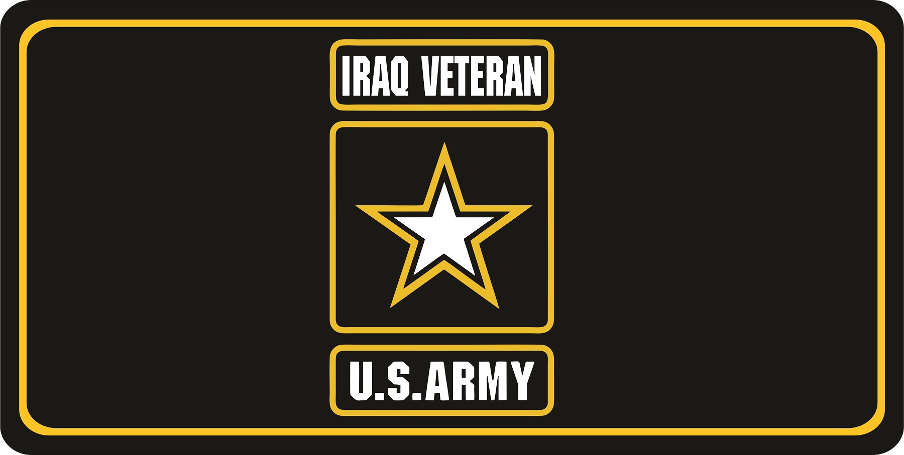 U.S. Army Iraq Veteran Black Photo LICENSE PLATE