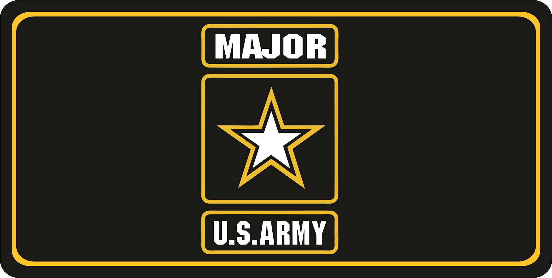 U.S. Army Major Black Photo LICENSE PLATE