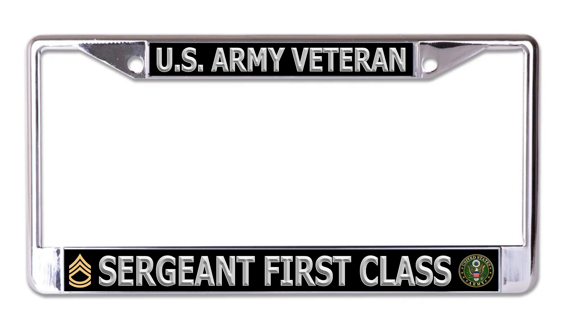U.S. Army Sergeant First Class Veteran Chrome License Plate FRAME