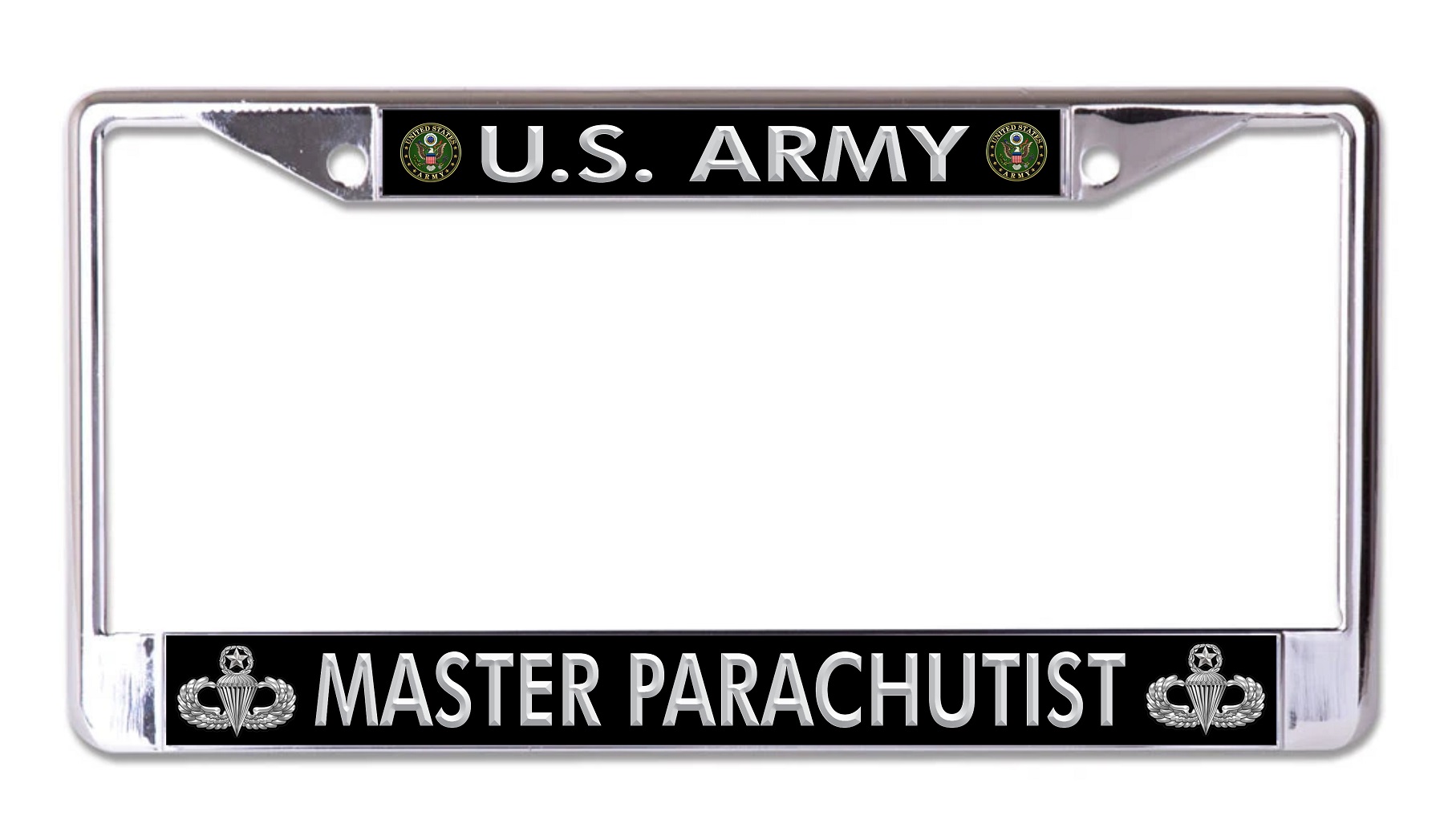 U.S. Army Master Parachutist Chrome License Plate FRAME