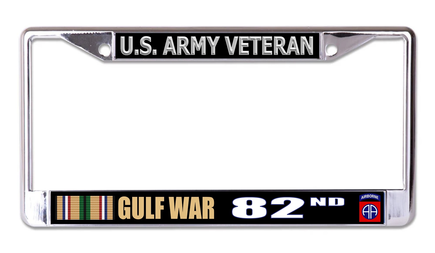 U.S. Army Veteran Gulf War 82nd Airborne Chrome LICENSE PLATE Frame