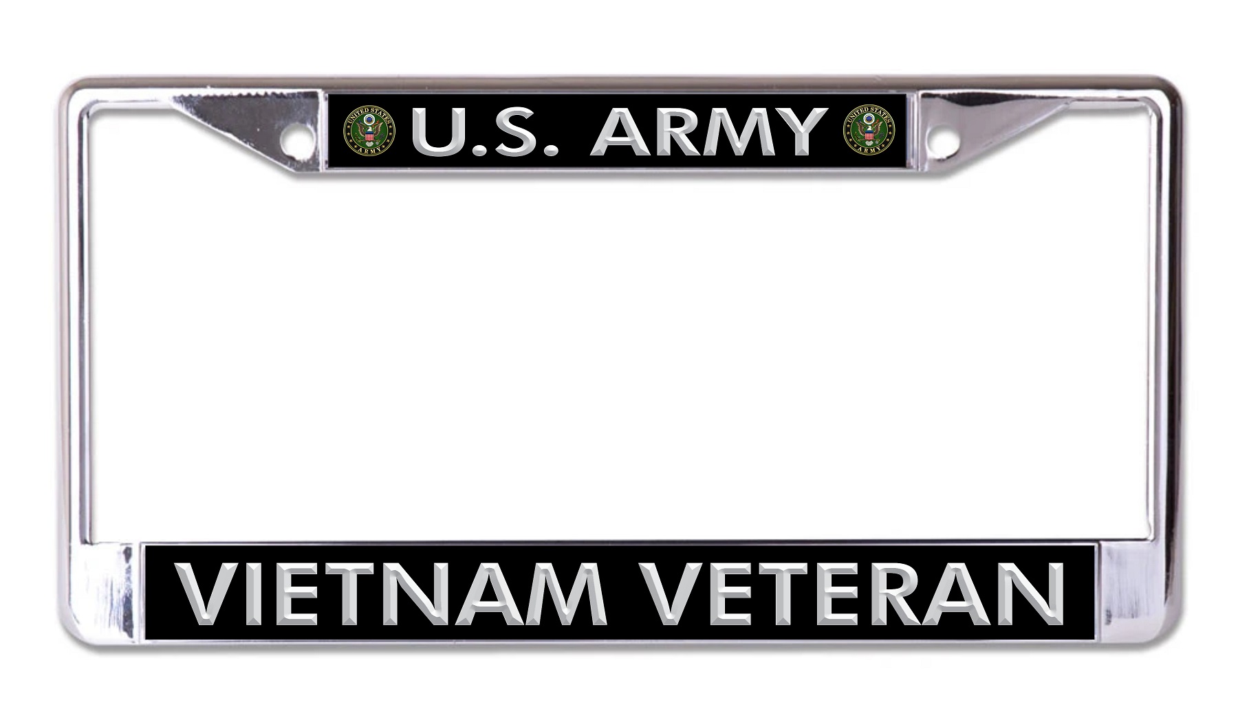 U.S. Army Vietnam Veteran Silver Letter Chrome License Plate FRAME