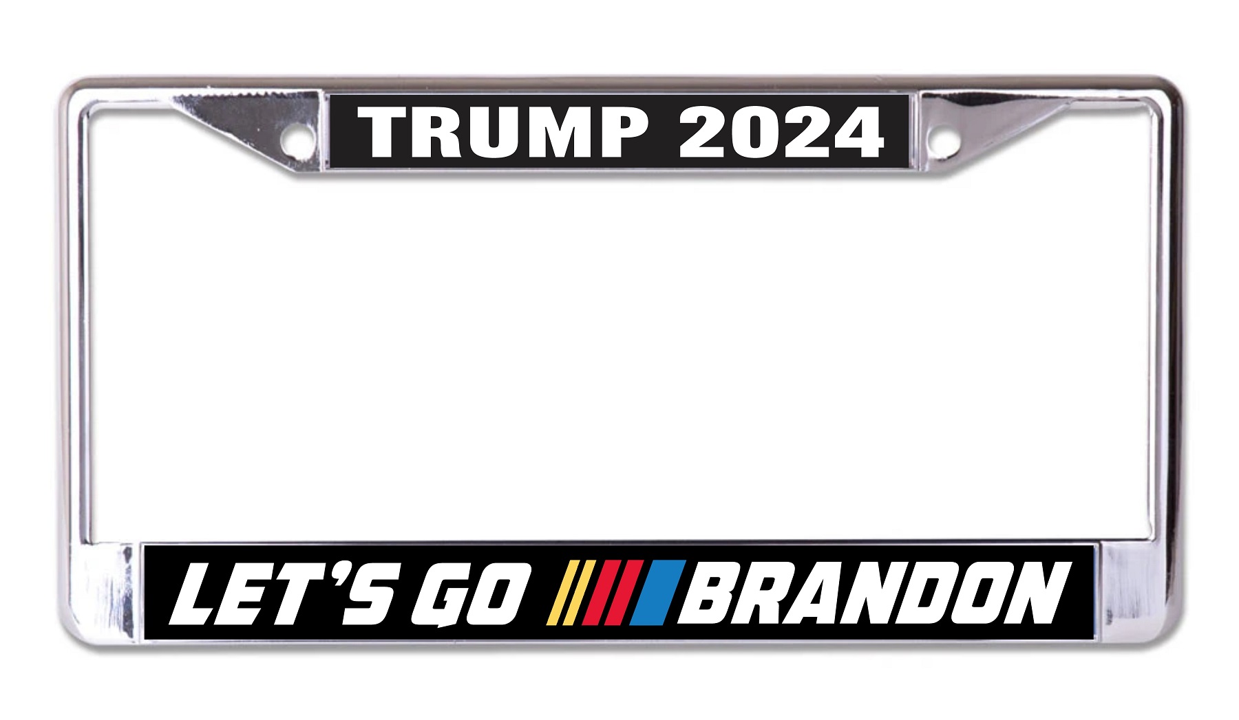 Trump 2024 Lets Go Brandon Chrome License Plate FRAME