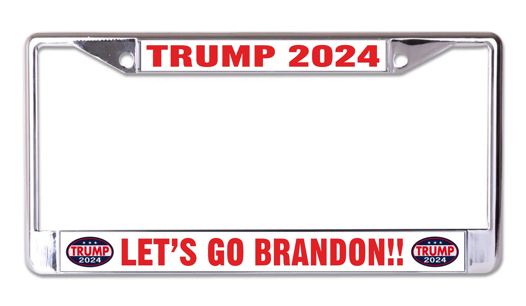 Lets Go Brandon Trump 2024 Chrome LICENSE PLATE Frame