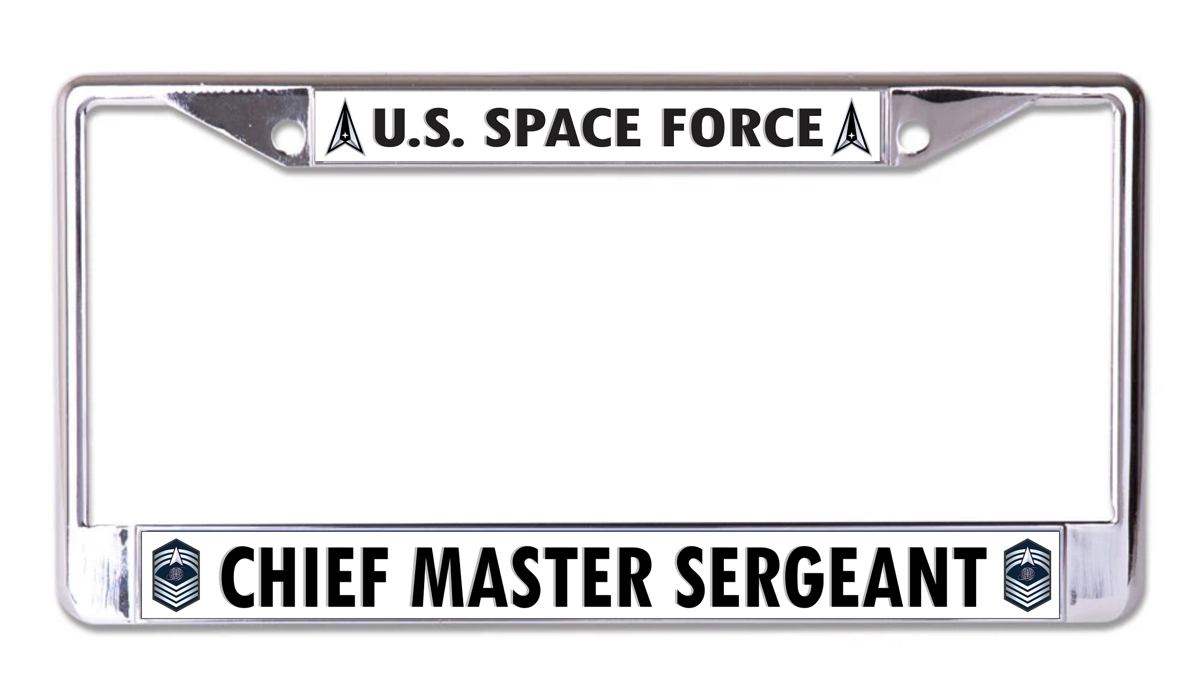 U.S. Space Force Chief Master Sergeant Chrome LICENSE PLATE Frame