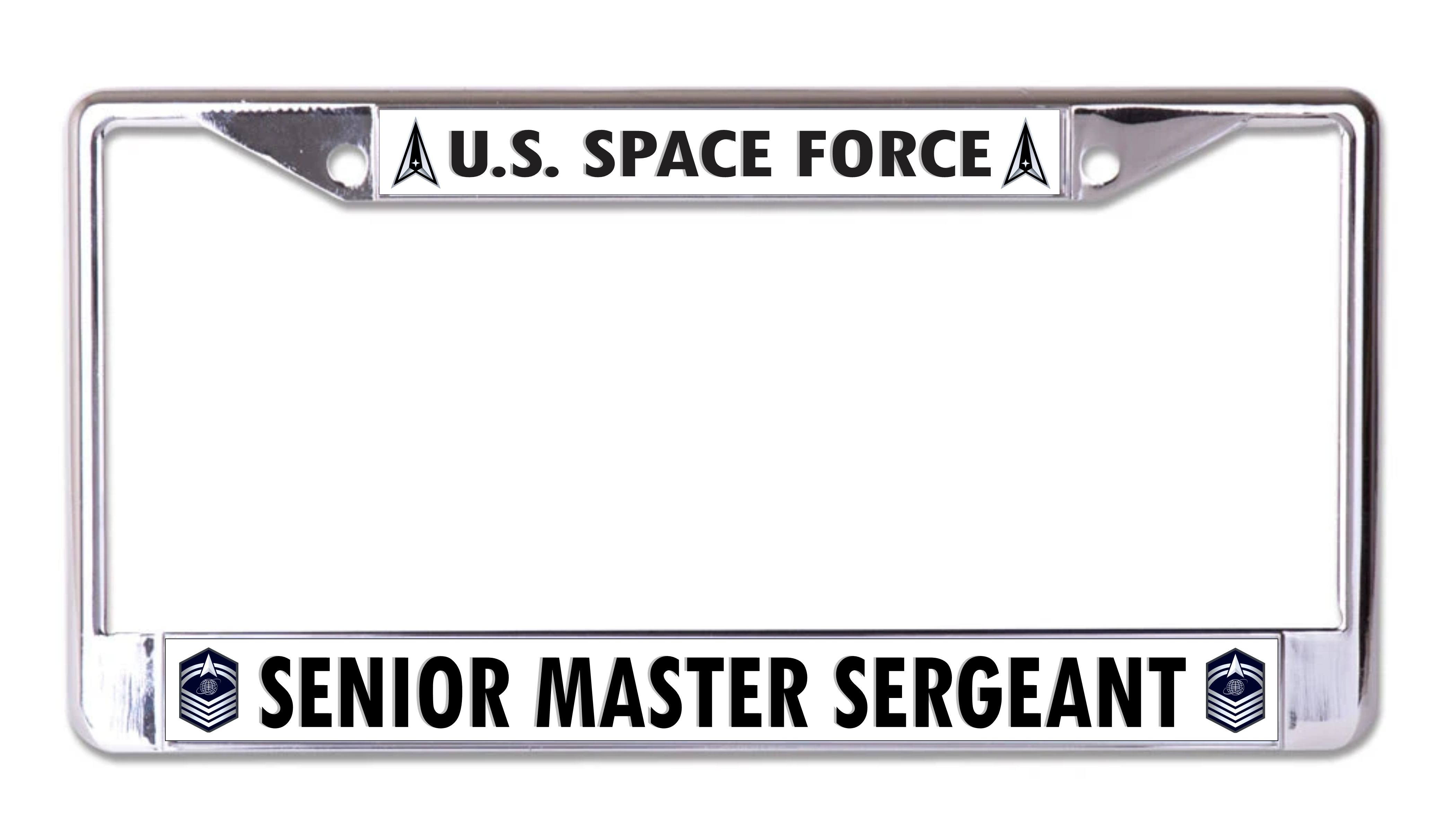 U.S. Space Force Senior Master Sergeant Chrome LICENSE PLATE Frame