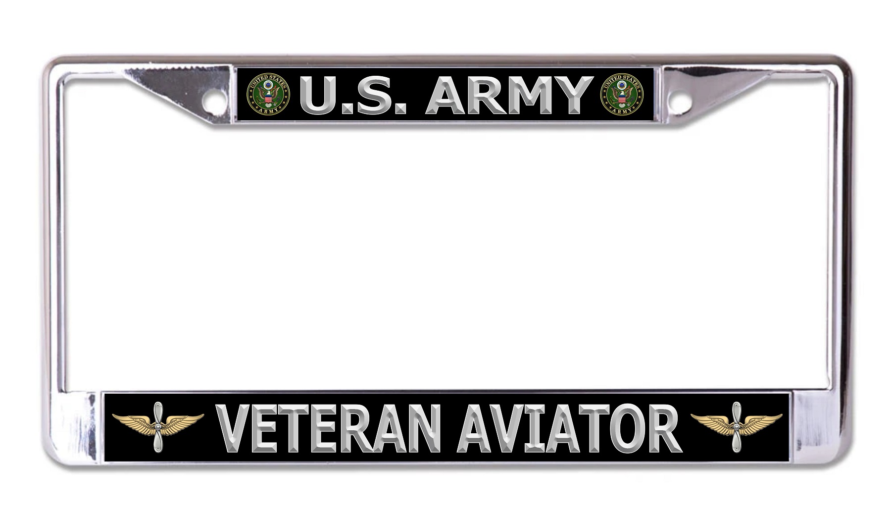 U.S. Army Veteran Aviator Chrome License Plate FRAME