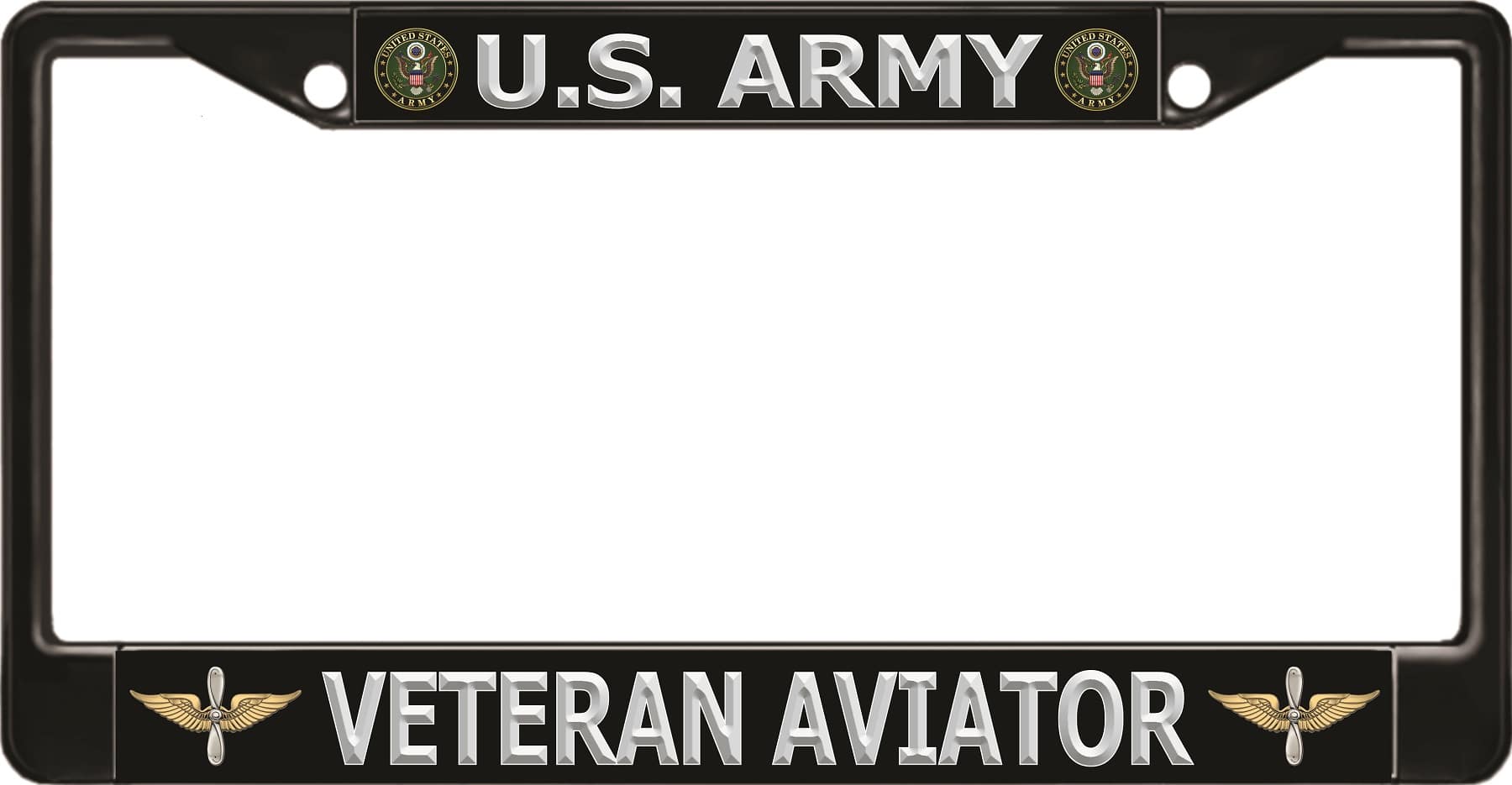 U.S. Army Veteran Aviator Black License Plate FRAME