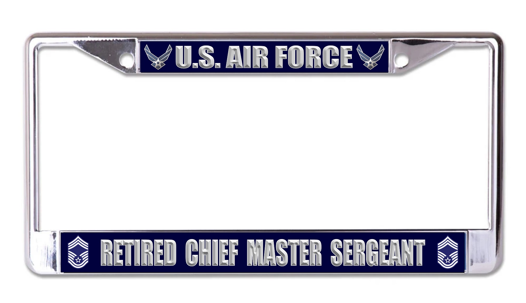 U.S. Air Force Retired Chief Master Sergeant Chrome LICENSE PLATE Frame