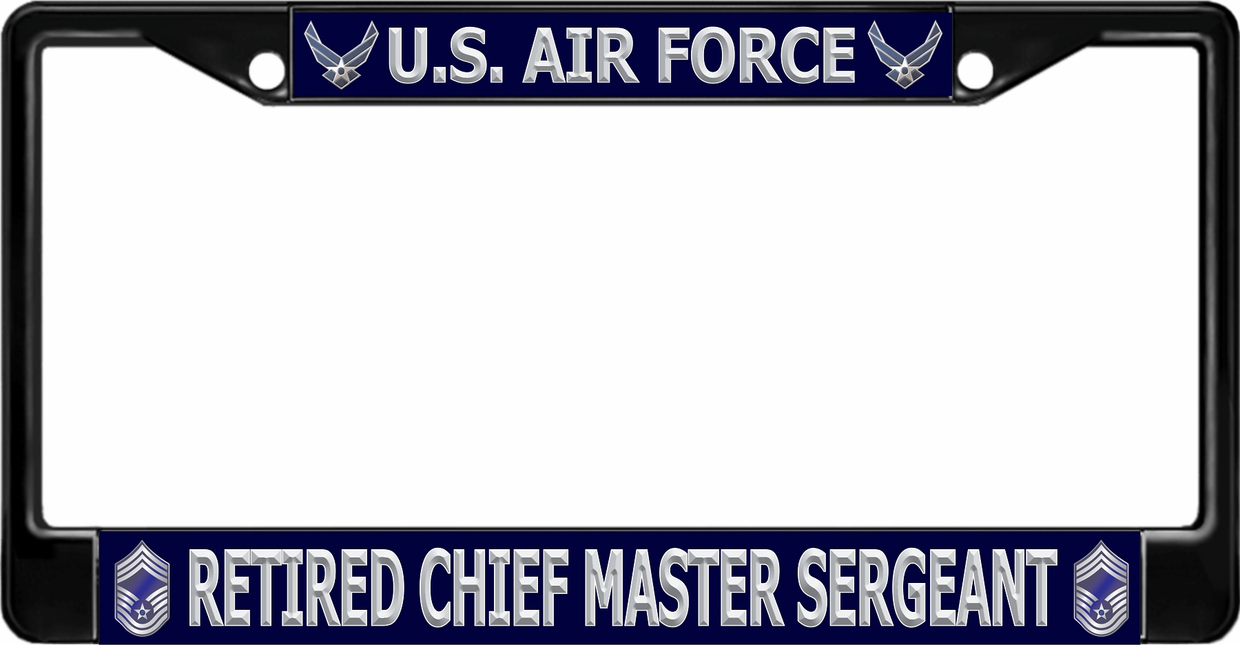 U.S. Air Force Retired Chief Master Sergeant Black LICENSE PLATE Frame