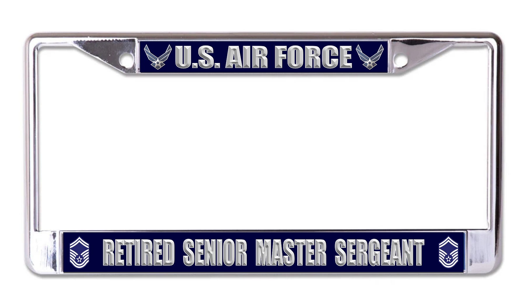 U.S. Air Force Retired Senior Master Sergeant Chrome LICENSE PLATE Frame