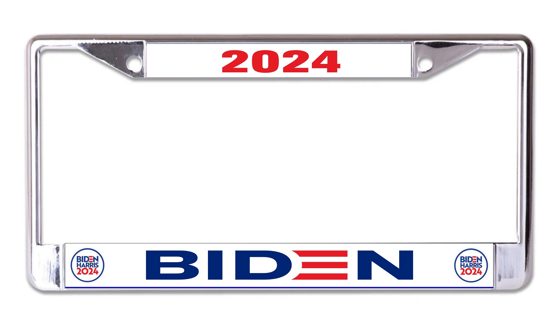 Biden Harris 2024 Chrome LICENSE PLATE Frame