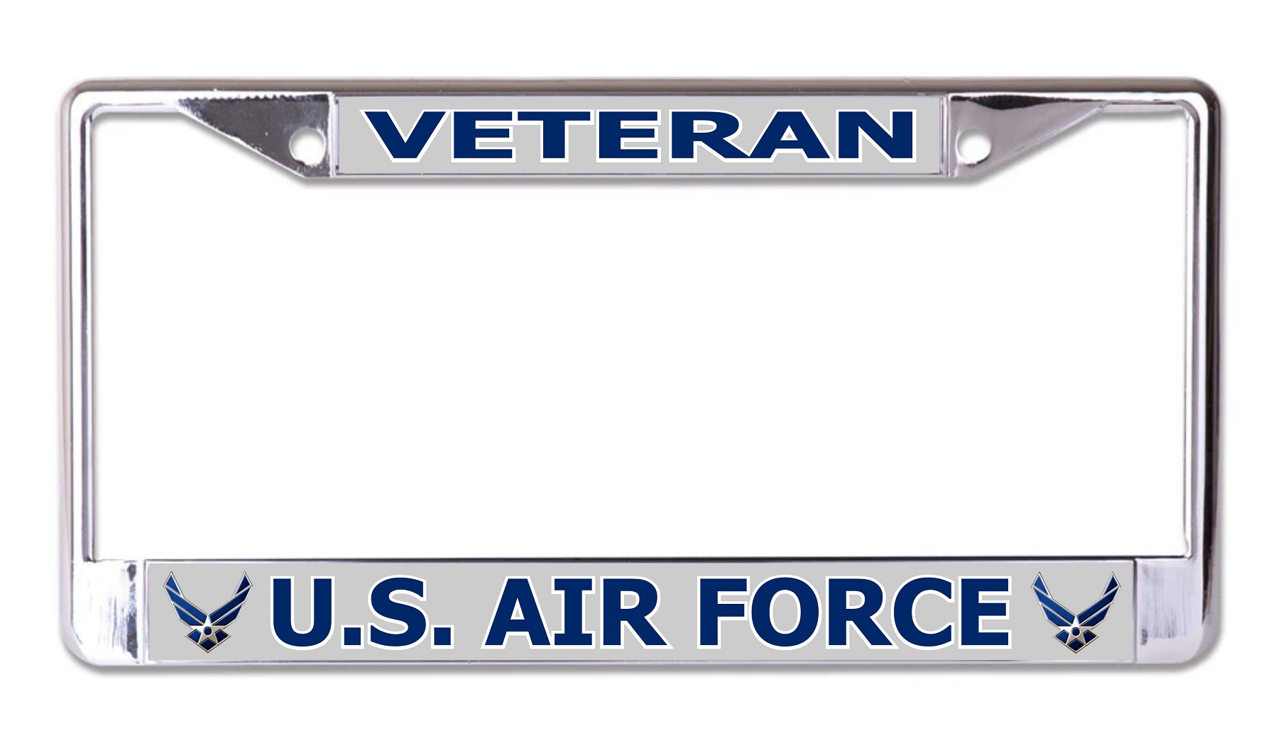U.S. Air Force Veteran Grey Background Chrome LICENSE PLATE Frame