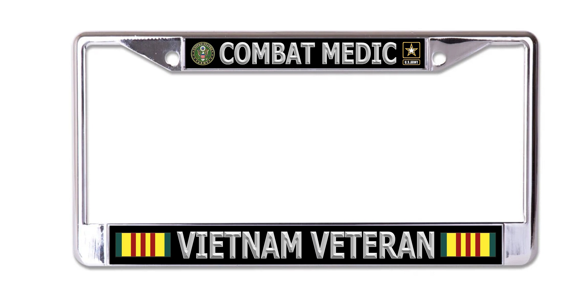 U.S. Army Combat Medic Vietnam Veteran Chrome License Plate FRAME