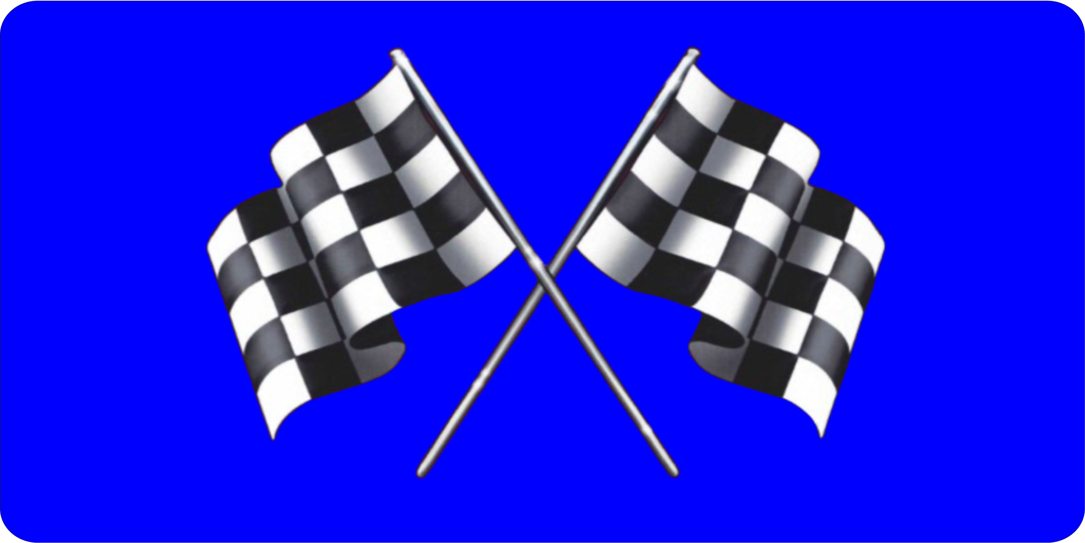 Racing FLAGs On Blue Photo License Plate