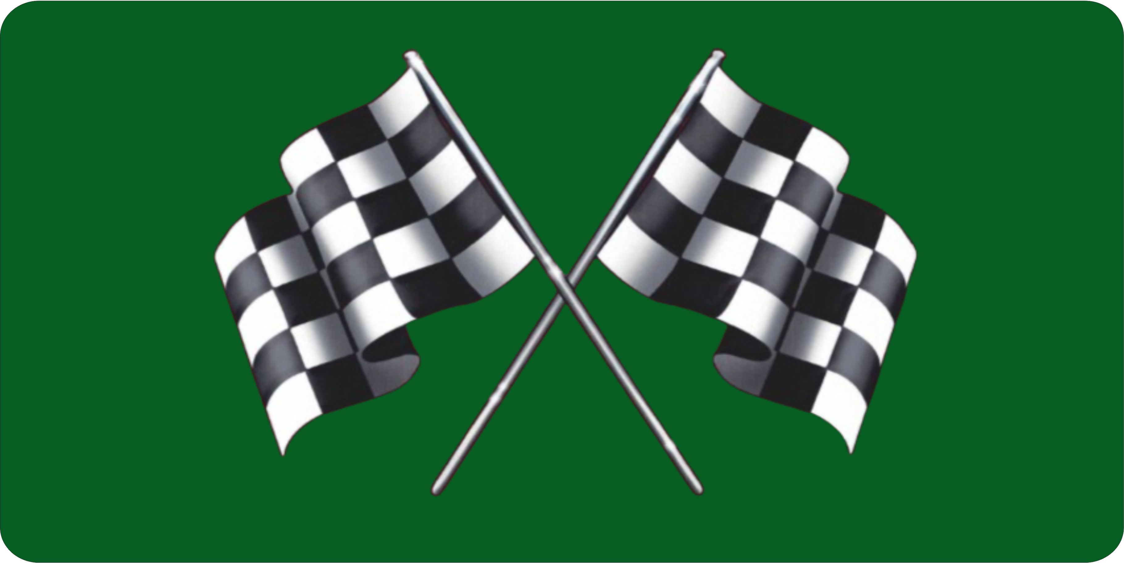 Racing FLAGs On Green Photo License Plate