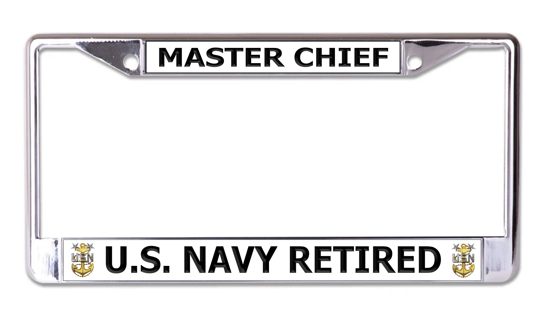 U.S. Navy Master Chief Retired #3 Chrome License Plate FRAME