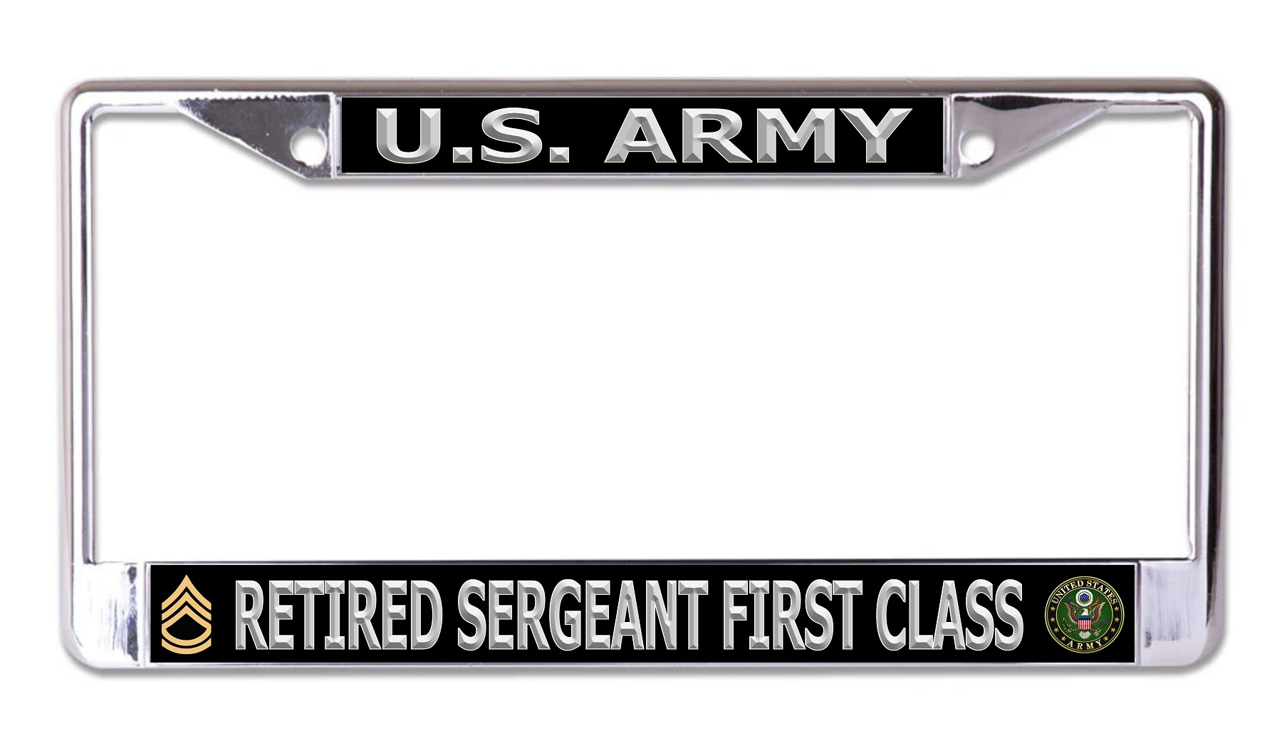 U.S. Army Retired Sergeant First Class Silver Letters Chrome License Plate FRAME