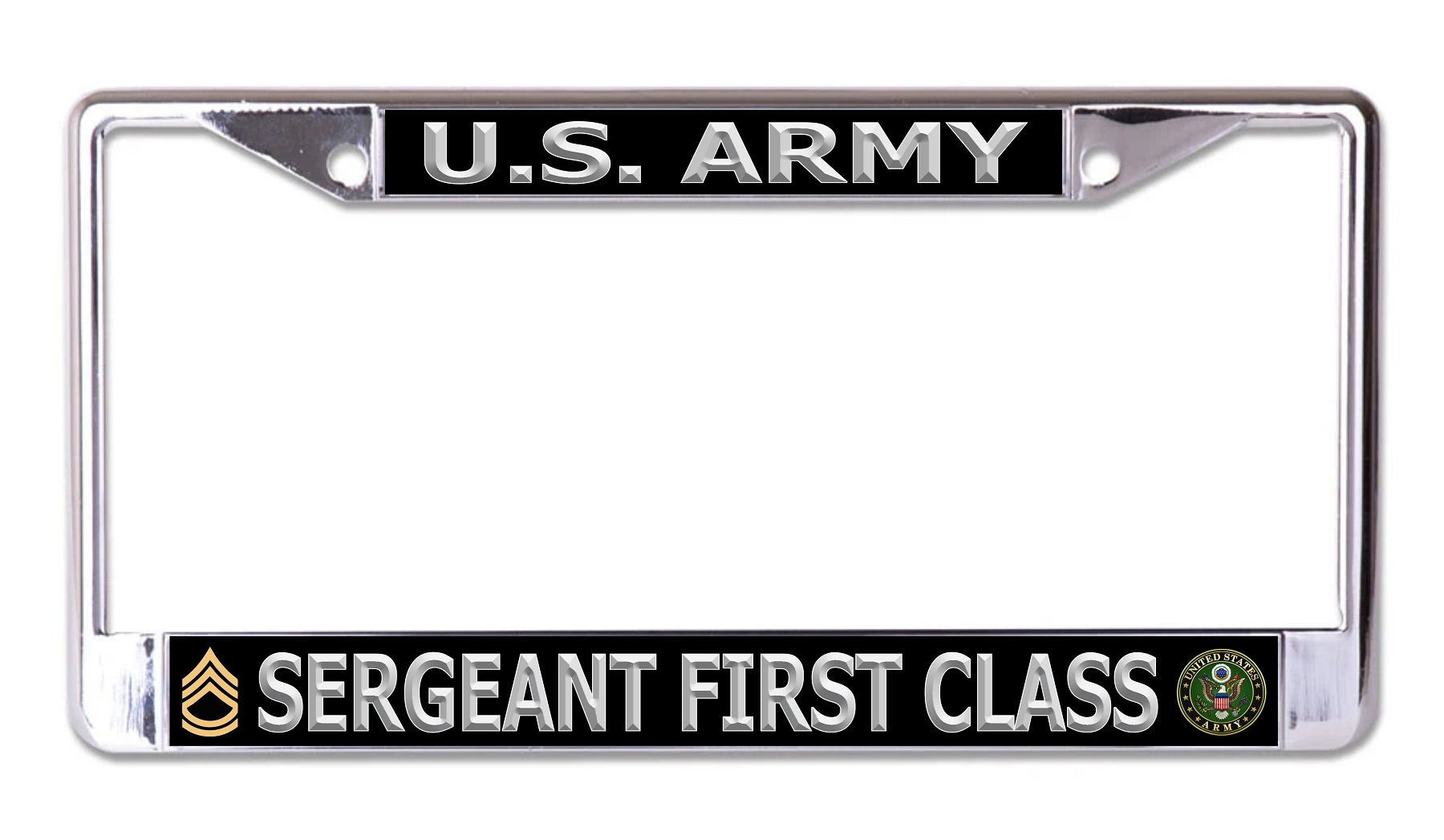U.S. Army Sergeant First Class Silver Letters Chrome License Plate FRAME