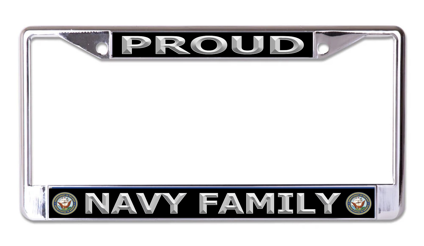 Proud Navy Family Chrome License Plate FRAME
