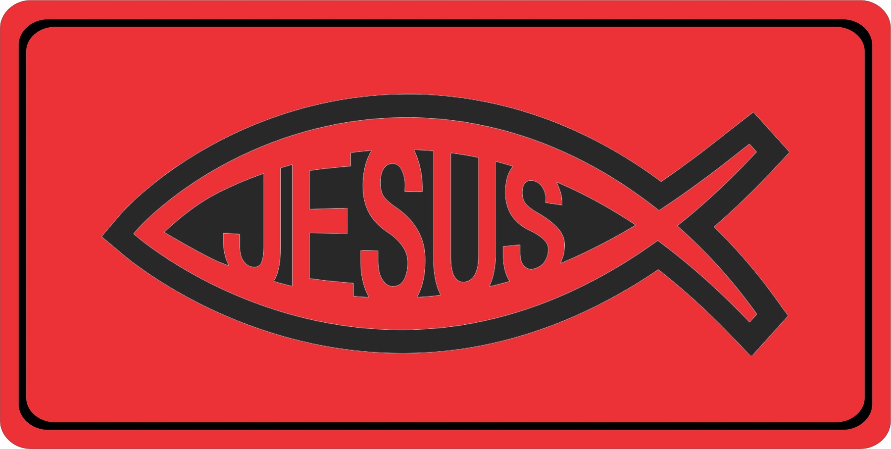 Jesus Fish On Red Photo LICENSE PLATE