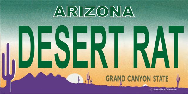 AZ Desert Rat Photo LICENSE PLATE   Free Personalization on this PLATE