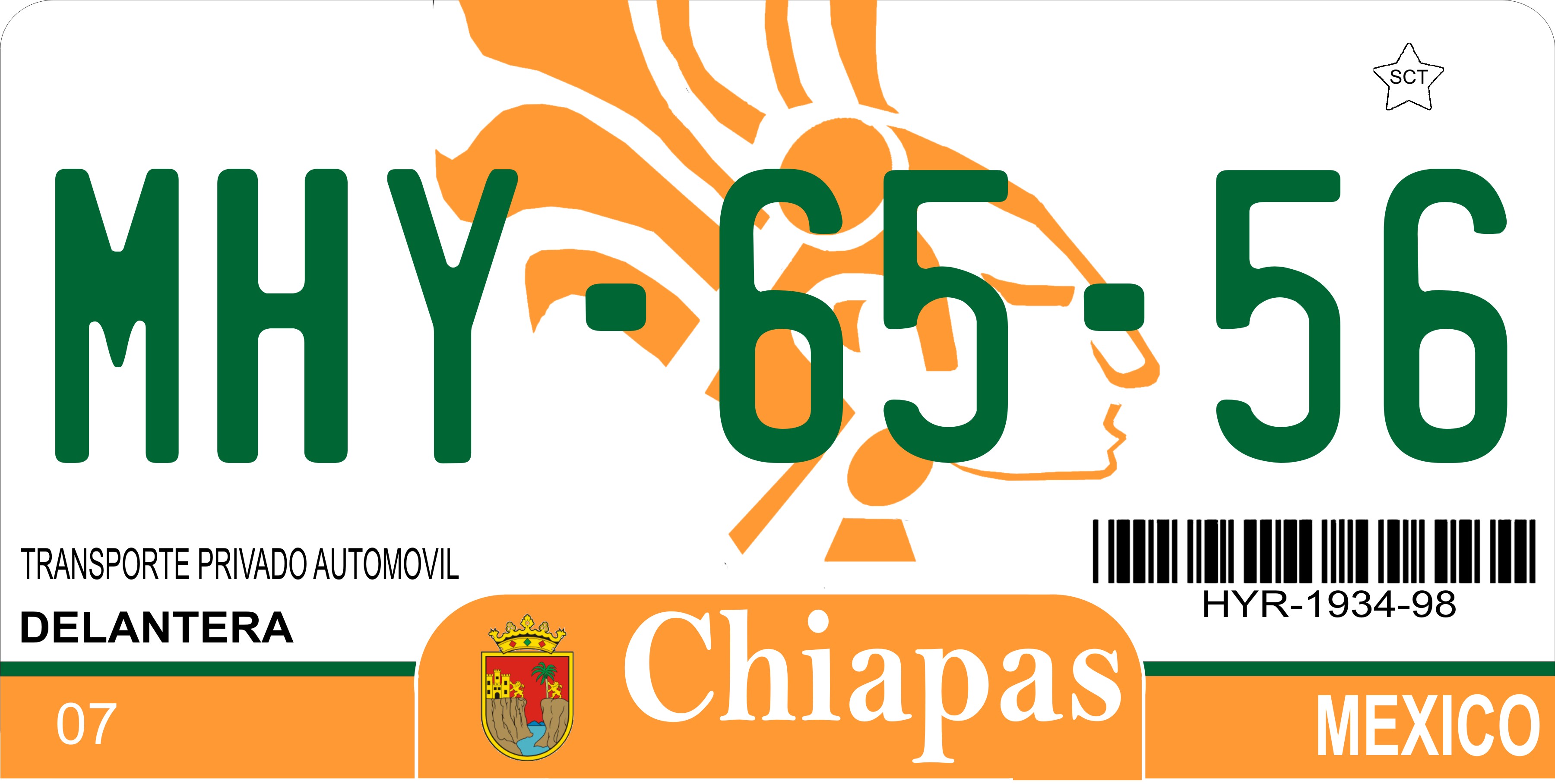 Mexico Chiapas Photo LICENSE PLATE Free Personalization on this PLATE