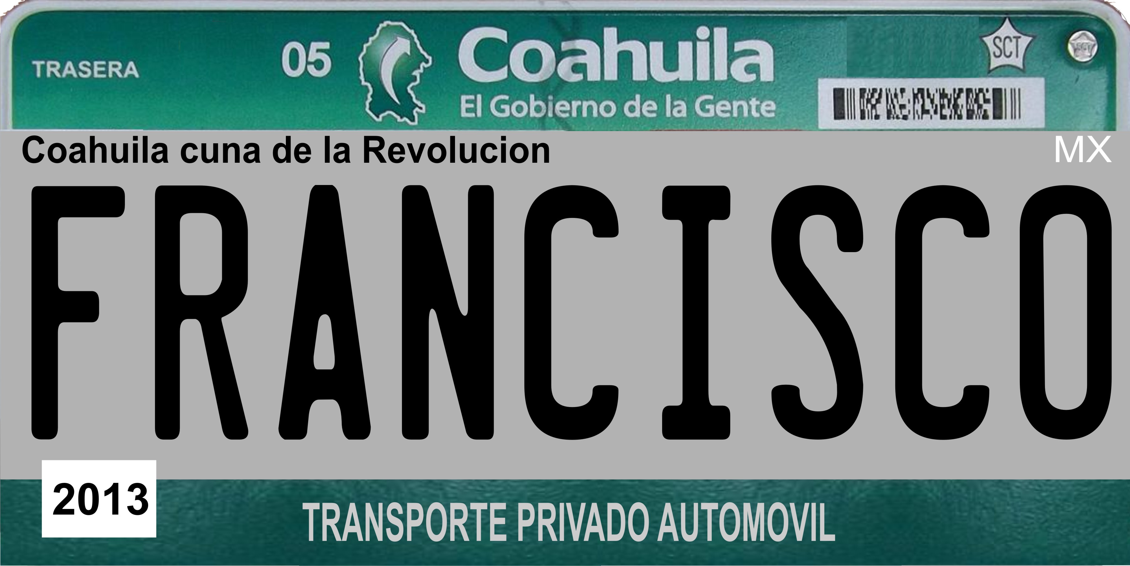 Mexico Coahuila Photo LICENSE PLATE Free Personalization on this PLATE