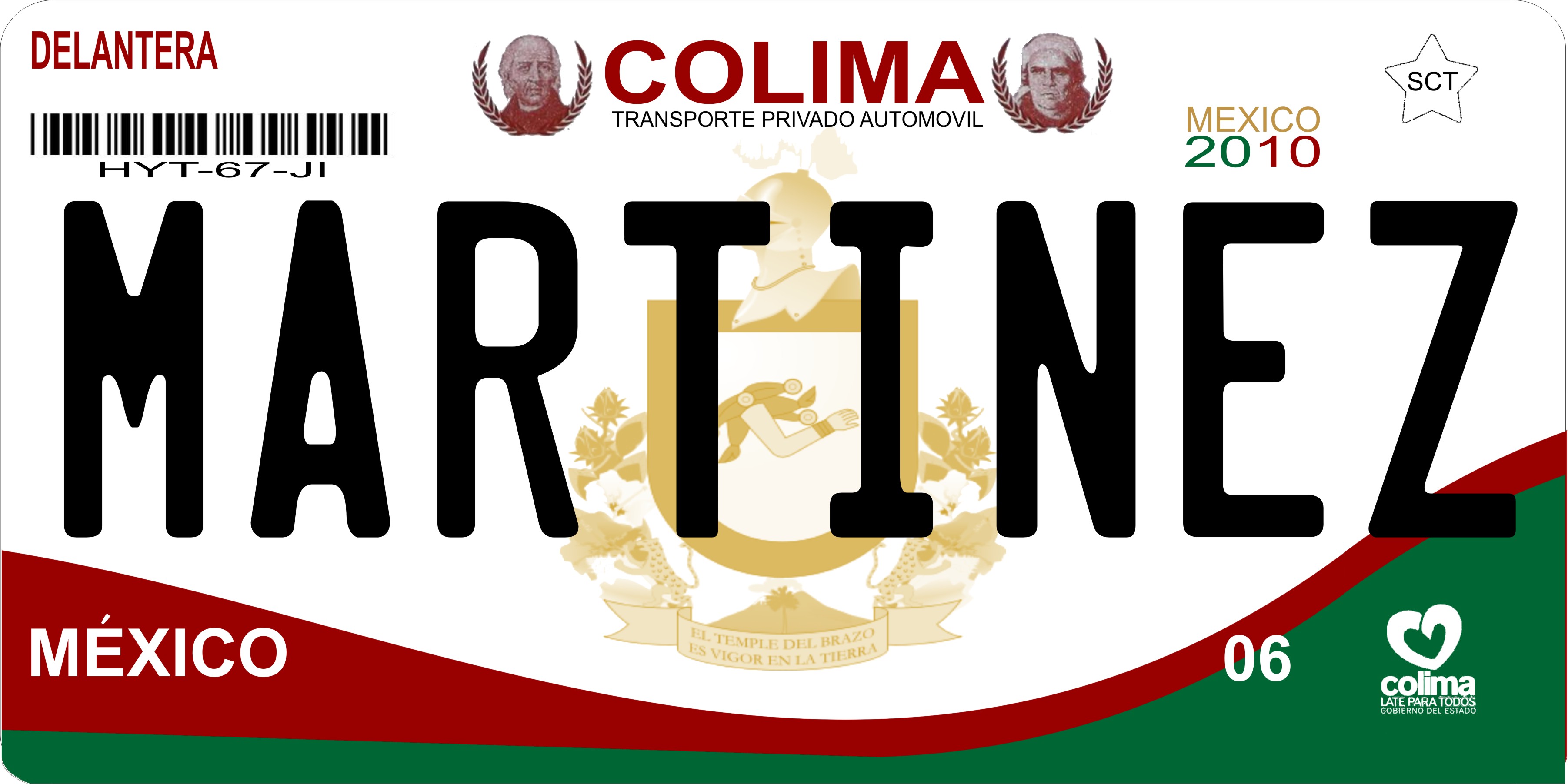 Mexico Colima Photo LICENSE PLATE Free Personalization on this PLATE