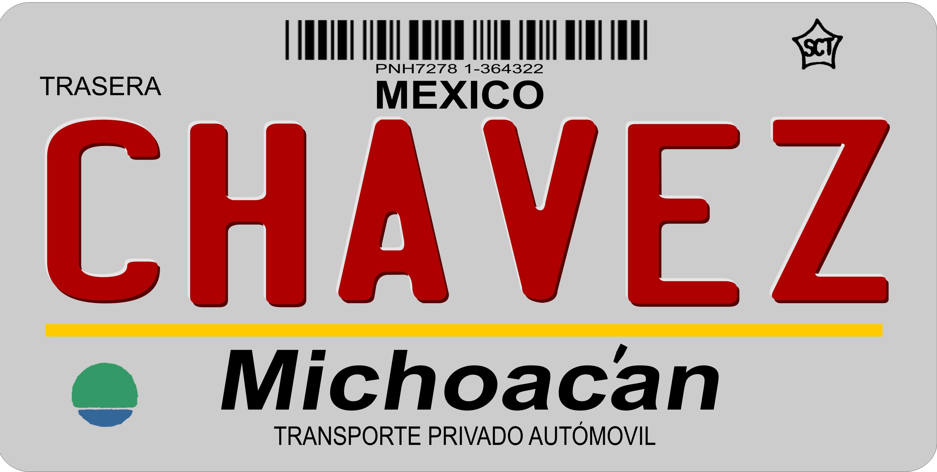 Mexico Michoacan Photo LICENSE PLATE  Free Personalization on this PLATE